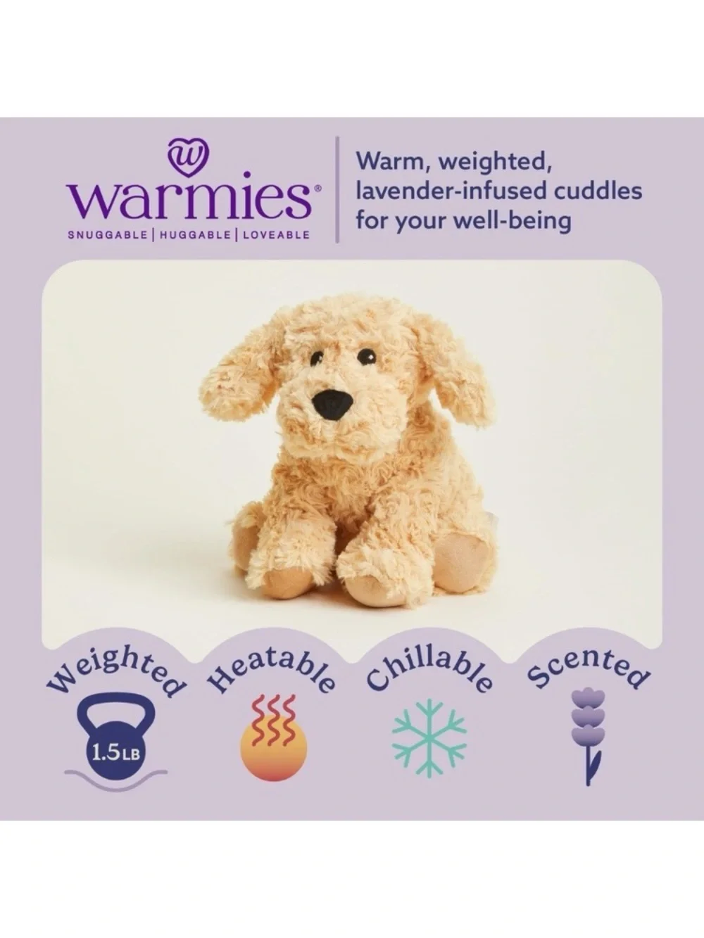 Warmies Golden Dog Soothing Microwaveable Stuffed Animal Pet Plushe Heat Pad NEW - Picture 4 of 11